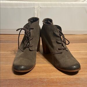 Toms Olive Green Lace-Up Ankle Booties